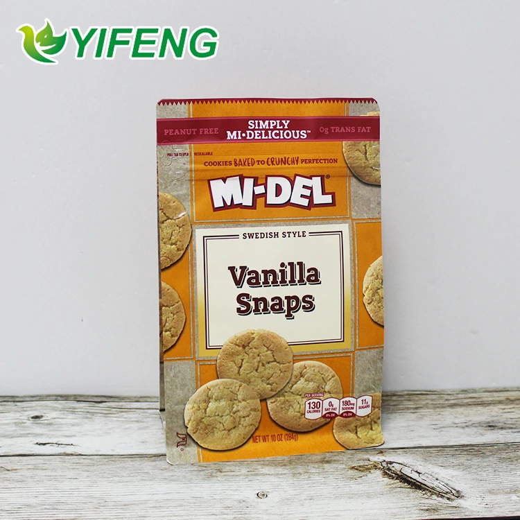 Custom Polyester Cookie Packaging Chocolate Bags Cpe Plastic Zipper Cake 2018 Design Paper For Snack Flat Bottom Bag