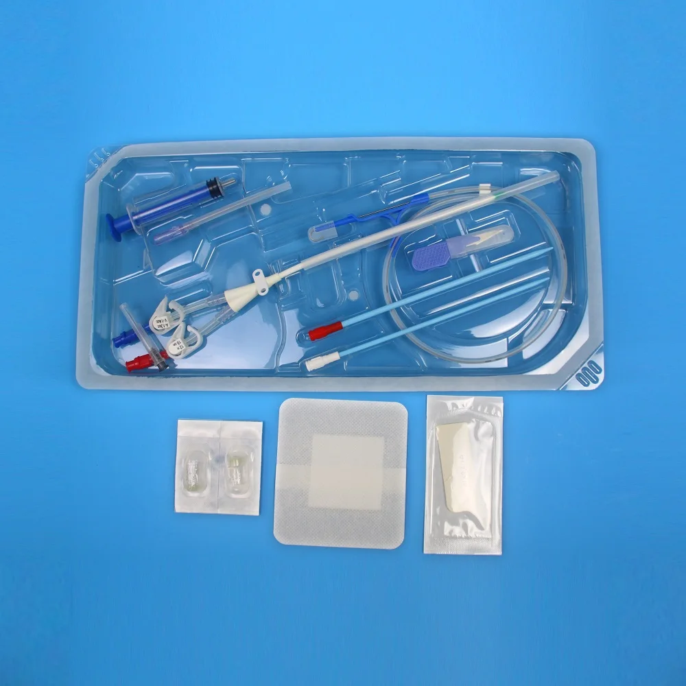 Wholesales Disposable Hemodialysis Catheter Kit Medical Sterile Double Lumen Dialysis Catheter Set
