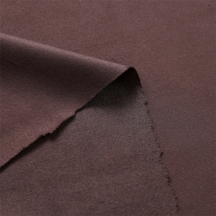 Wholesale High Quality Gold Stamping Brown 4 Way Stretch Custom Printed 100 Polyester Suede Knitted Fabric For Coat