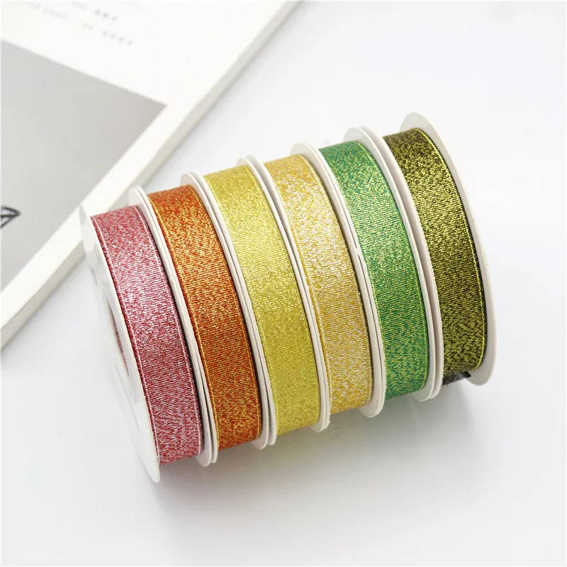 25MM Factory High quality decor Ribbon for festival decoration gift wrapping ribbons hair bow colourful metallicc ribbon roll