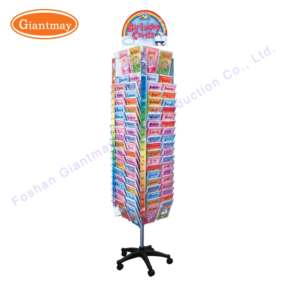 360 degree rotation Postcard display rack greeting card stand holder for retail store