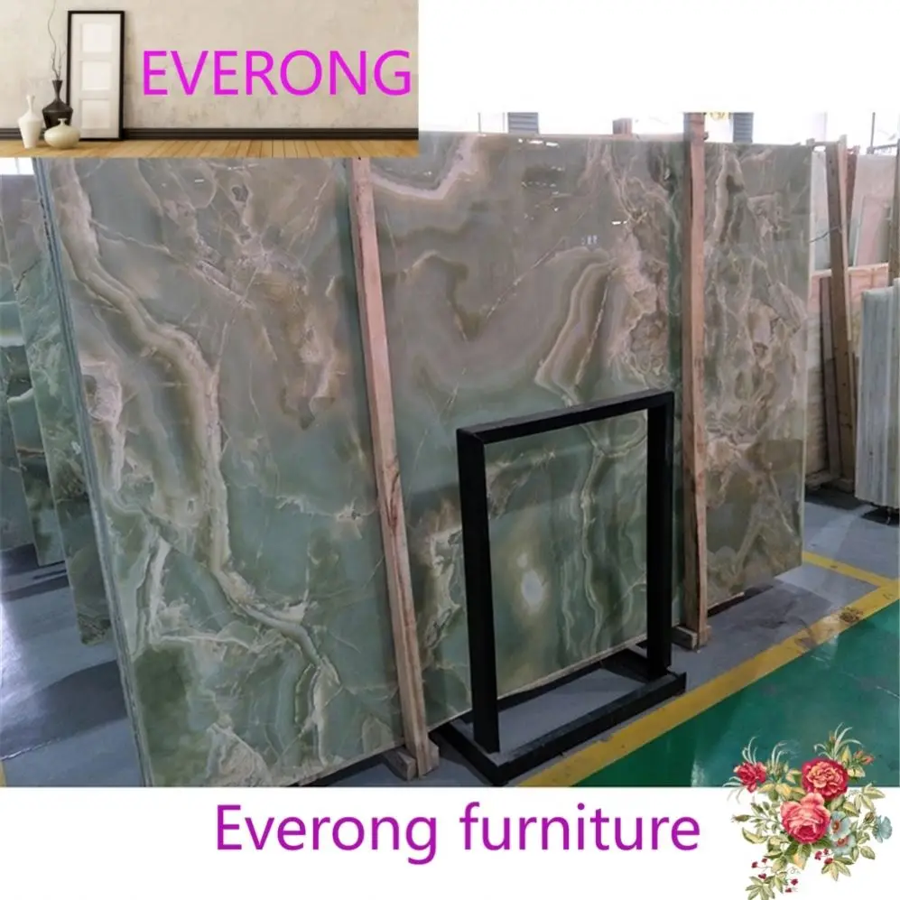 100% Natural Good Price Translucent Slab Polish Green Jade Onyx Marble For Home Building Interior Wall