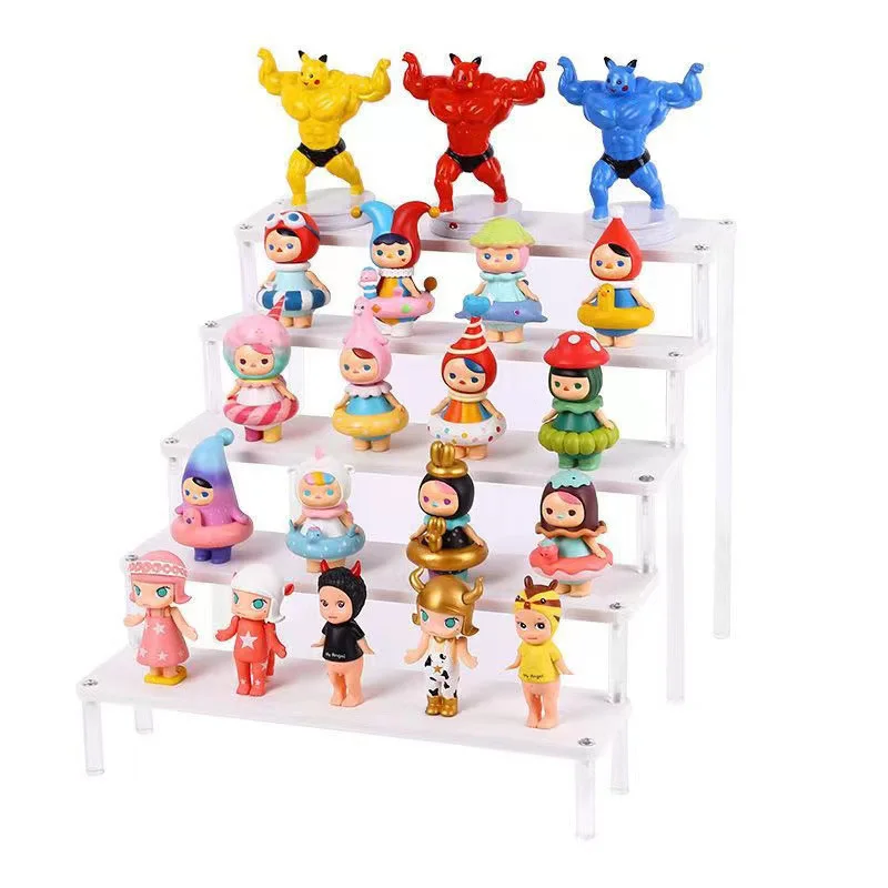 Simple white acrylic ladder rack white blind box storage rack hand doll model binary display display shelf
