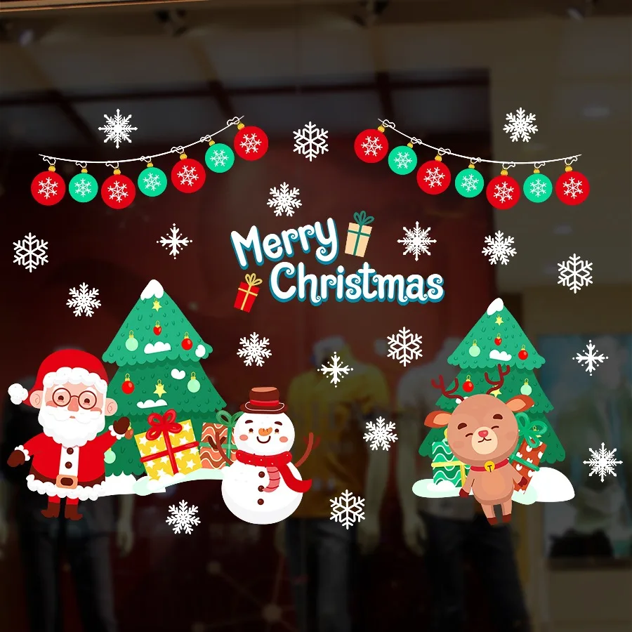 BIGIMAGE Custom Wholesale Xmas Tree DIY Christmas Santa Claus Ultra-transparent waterproof anti-UV static sticker