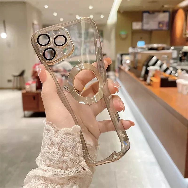 2022 New Arrival Electroplating transparent Phone Case For iPhone 14 Pro Max CD Pattern Mobile Case