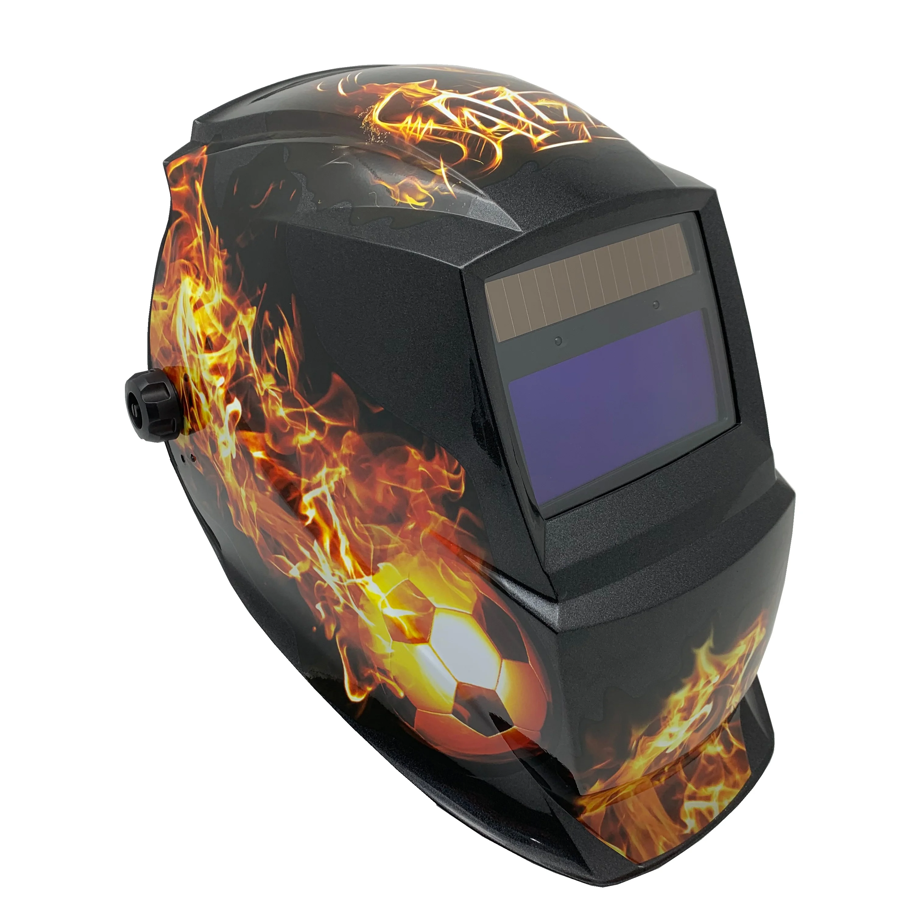 New  HD  orange flame decal Battery-Powered Automatic light changing Welding Helmet