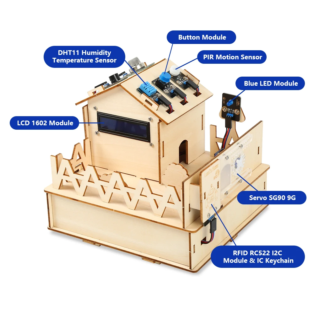 BXF ESP32 IOT Projects Wooden House STEM Smart Home Starter Kit Programming For Arduino language C Age 8+