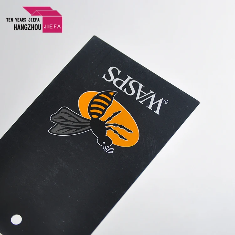 High Quality Black Hang Tag With Gold Logo Coated Paper Small Size For Clothing