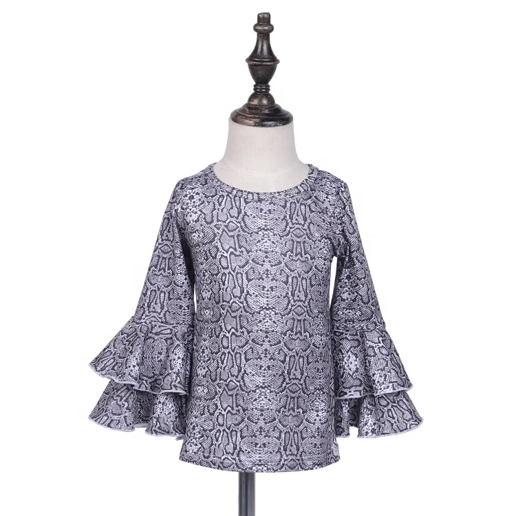 
Animal Printed Snakeskin pattern Toddler baby girl tops long puff sleeve cozy shirt 