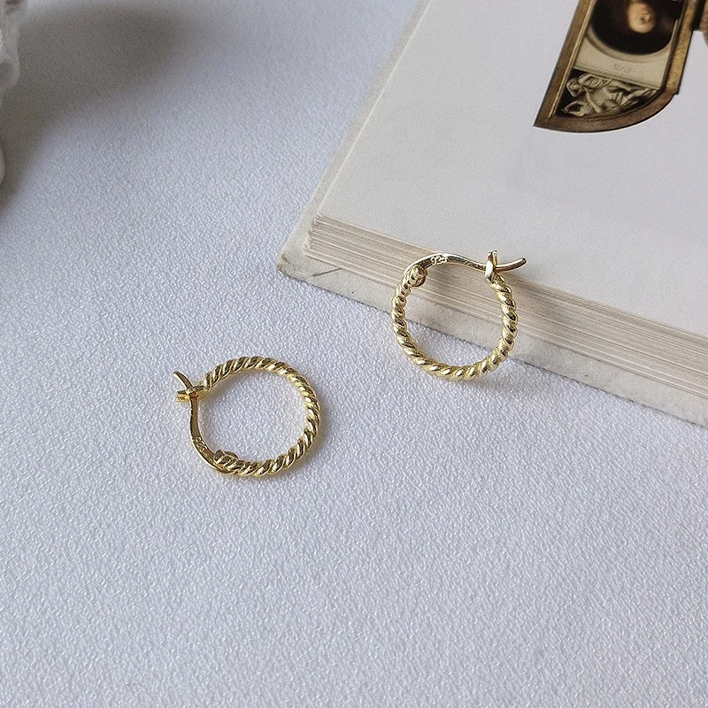 Popular Fashion Gold Hoop Earrings Gypsy Jewelry 925 Silver braid Twisted Hoop Earrings Women