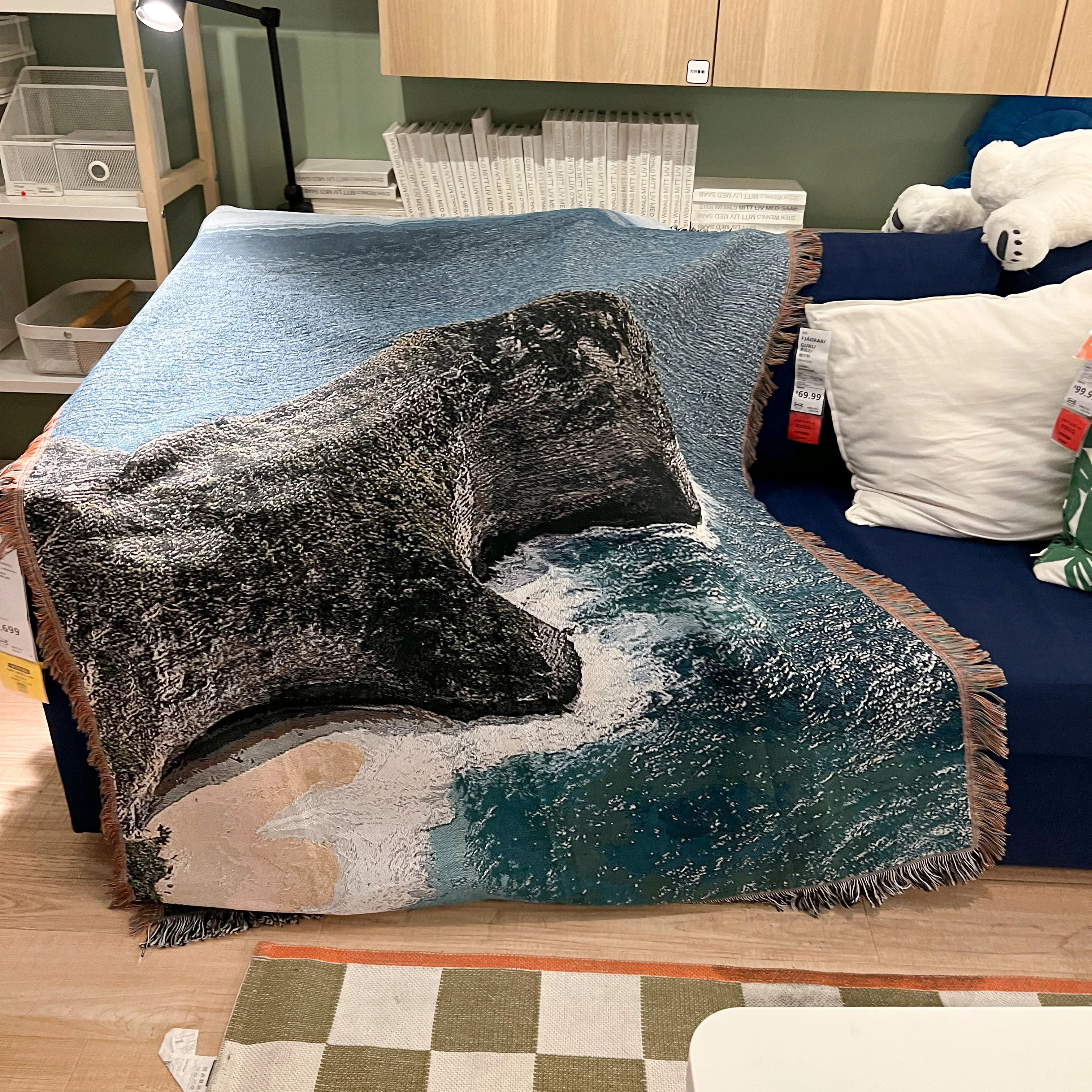 Wholesale Famous Paintings Landscape painting Jacquard Woven Blanket With Tassel Tapestry Art Home Decor