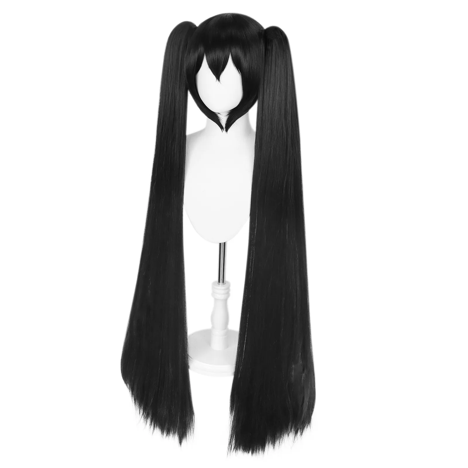 ANOGOL Cosplay Wig with Bangs for Women with Two Detachable Ponytails Long Straight Synthetic Wig for Halloween Costume Party