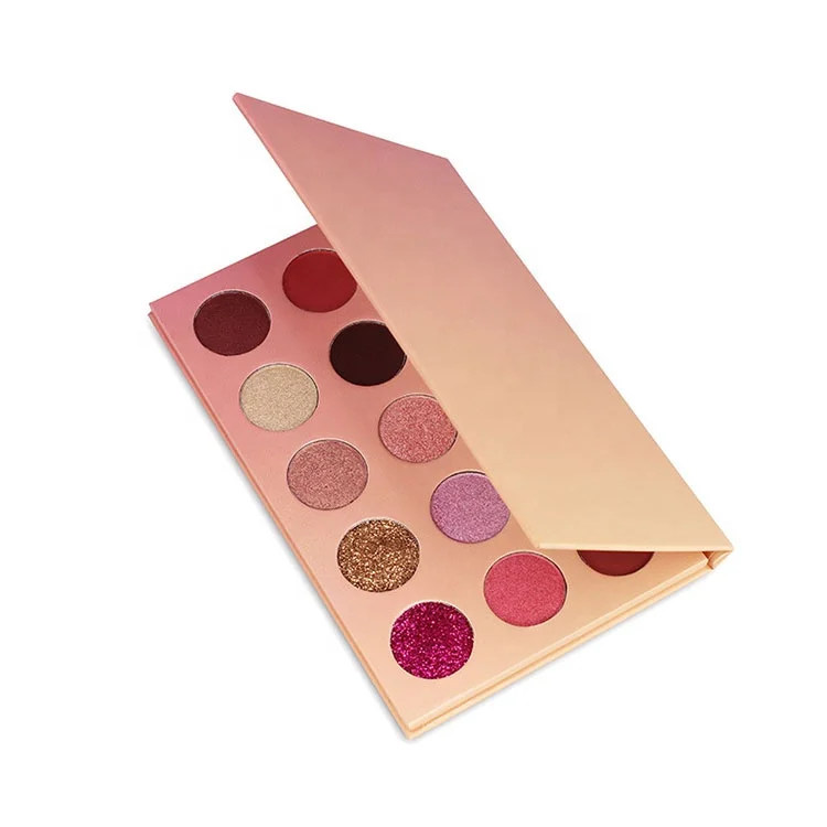 
OEM amazon top seller private label 15 color pink/white high pigment cardboard makeup eyeshadow palette with mirror 