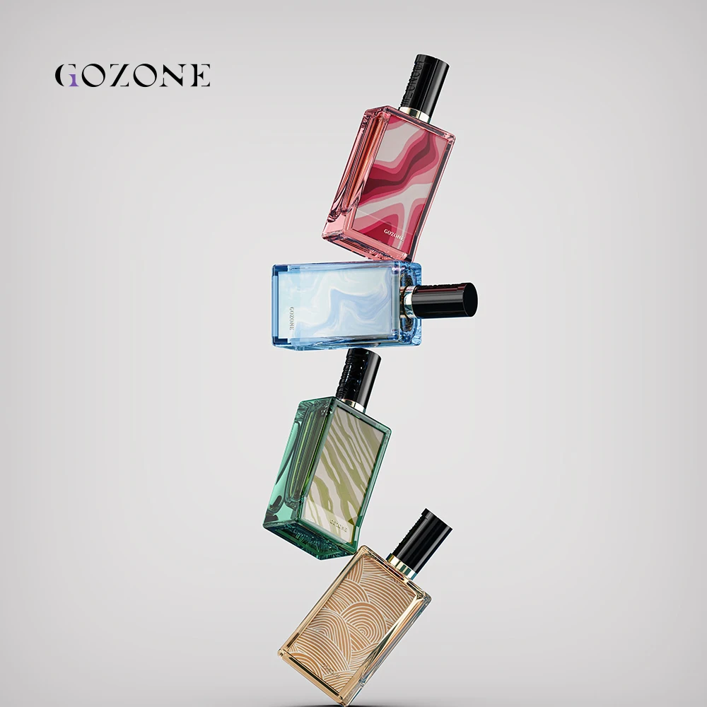 Chinese Fancy Colored Rectangular Modern Unique Green Square Luxury Custom Made Glass Perfume Spray Bottle