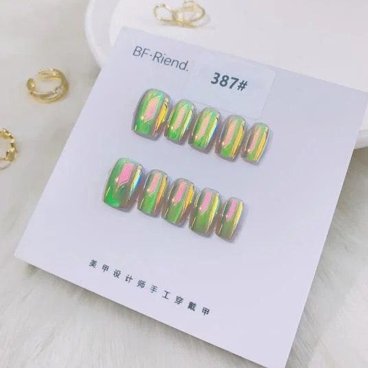 Factory Wholesale Simple Multi-Level Colorful Design Short Press-On Nail Tips ABS Material French Acrylic Fake Nails