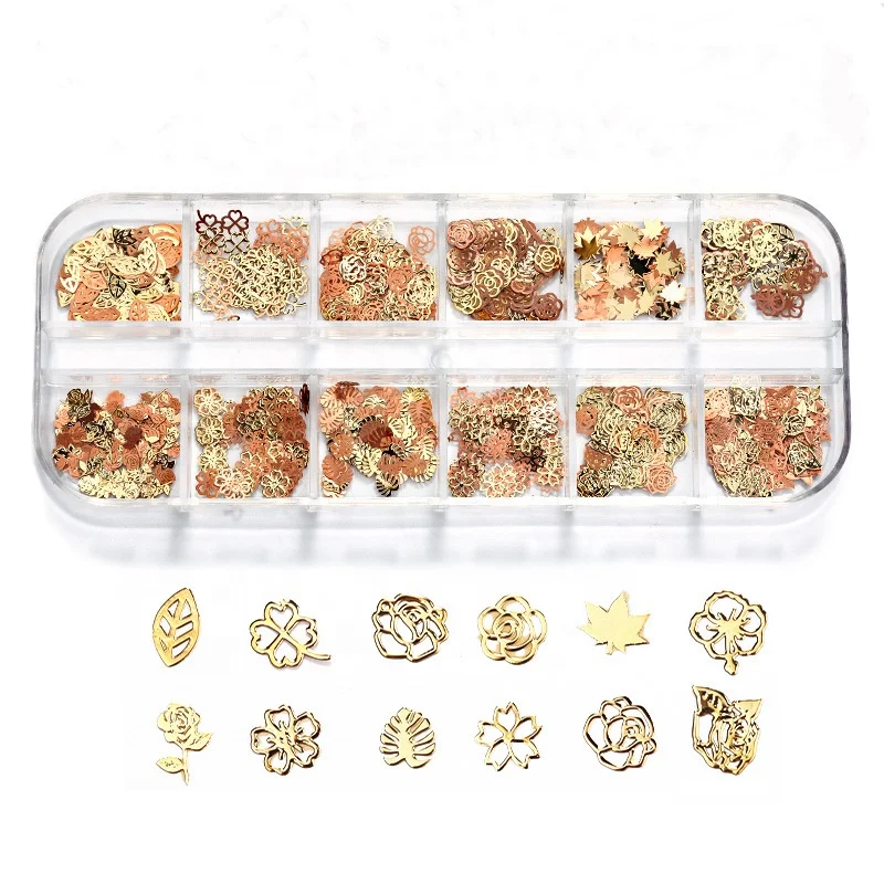 3D Metallic Butterfly Maple Leaf  Rose Thin Mixed Computer Chip Nail Art Flakes Nails Art Decoration