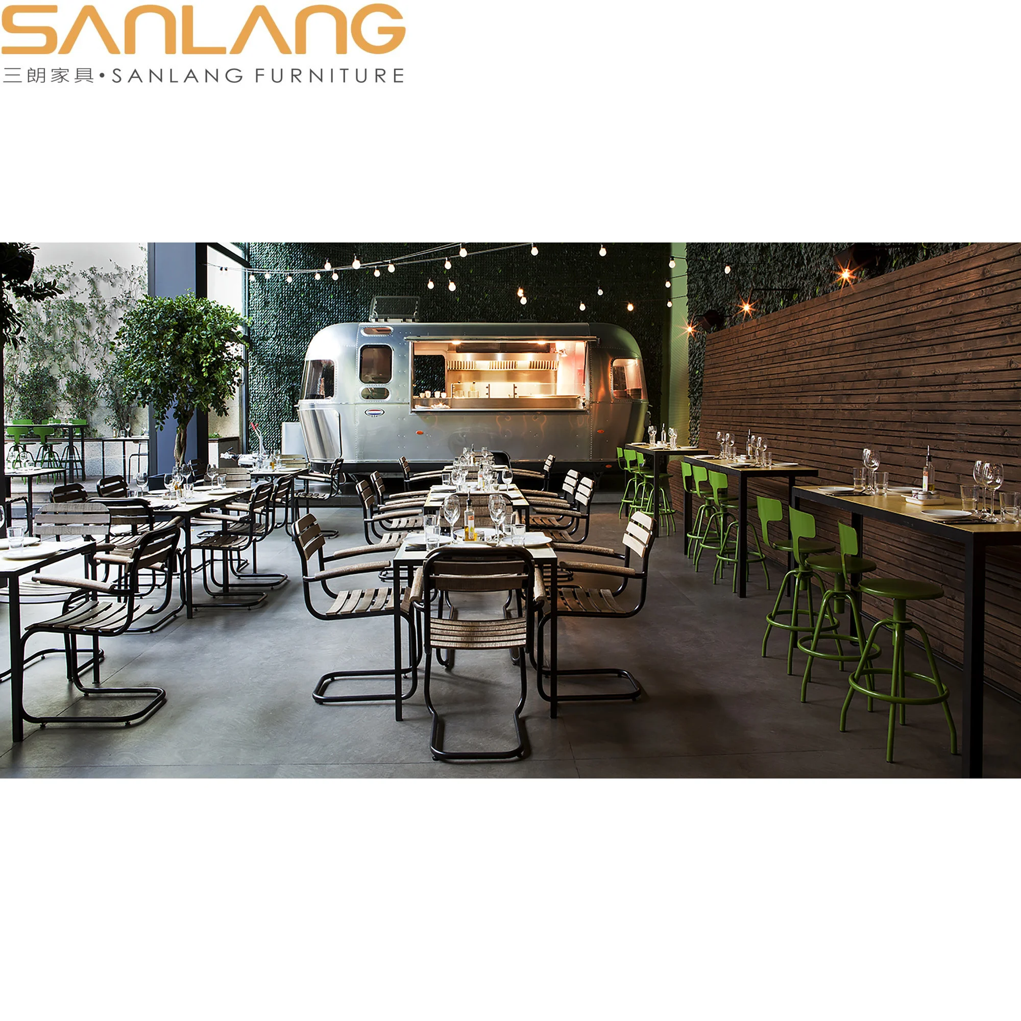 Wood modern furniture set wholesale simple bistro desk and chairs coffee brass tables leg set beach use waterproof dinner table