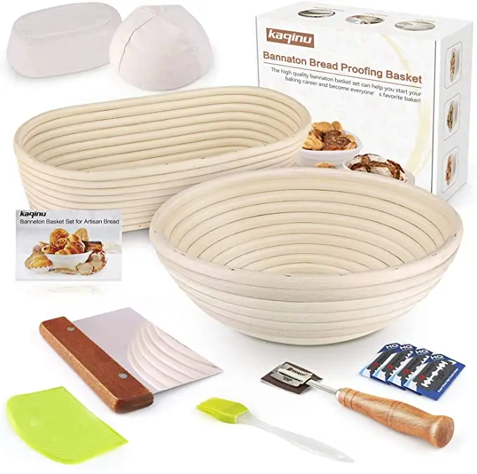 Customized Handmade Bread Proofing Basket Rattan Basket Barneton Bread Fermentation Basket Set
