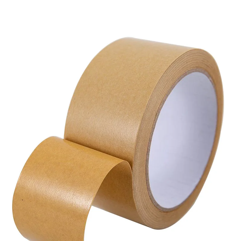 High Quality 50 Meters Water-Free Self-Adhesive Kraft Paper Tape 48mm Width for Carton Sealing Degradable Box Sealing Tape Stock