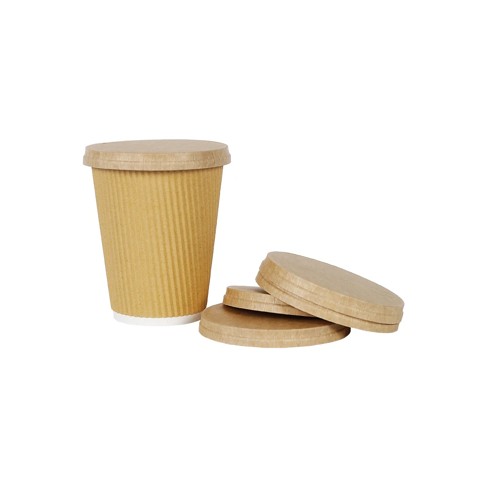 Dome Lids Hot Cups 12/16/20 oz Double Wall Paper Cup 80mm 90mm Brown Paper Cup Flat Lids