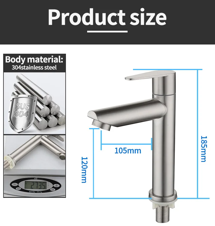 Factory direct 304 Stainless Steel Basin Faucet Deck Mount Brushed Nickel Basin Faucet For Bathroom