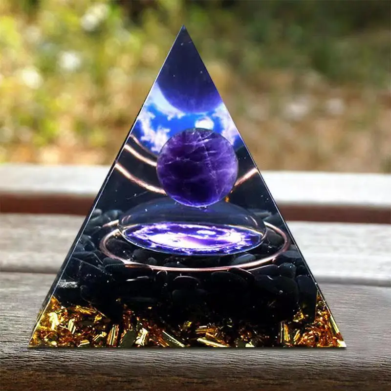 PuJiang Wholesale Orgonite Pyramid healing stones And Amethyst Orgone Pyramid Spiritual Reiki Orgonite Pyramid