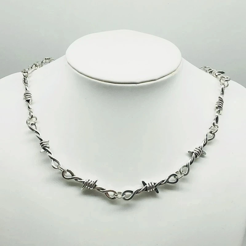 Hifive Hiphop Gothic Small Wire Bramble Necklace Barbed Little Thorns Chain Choker Necklace Throns Barbed Necklace for Women