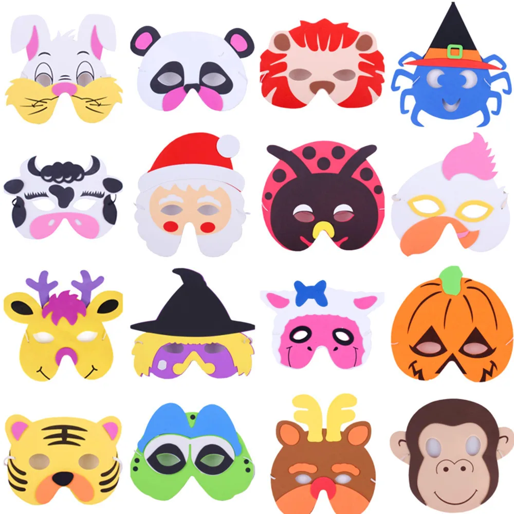 Children felt animal cartoon half face mask kindergarten show props Mouse monkey frog cat dog Halloween felt mask eye mask