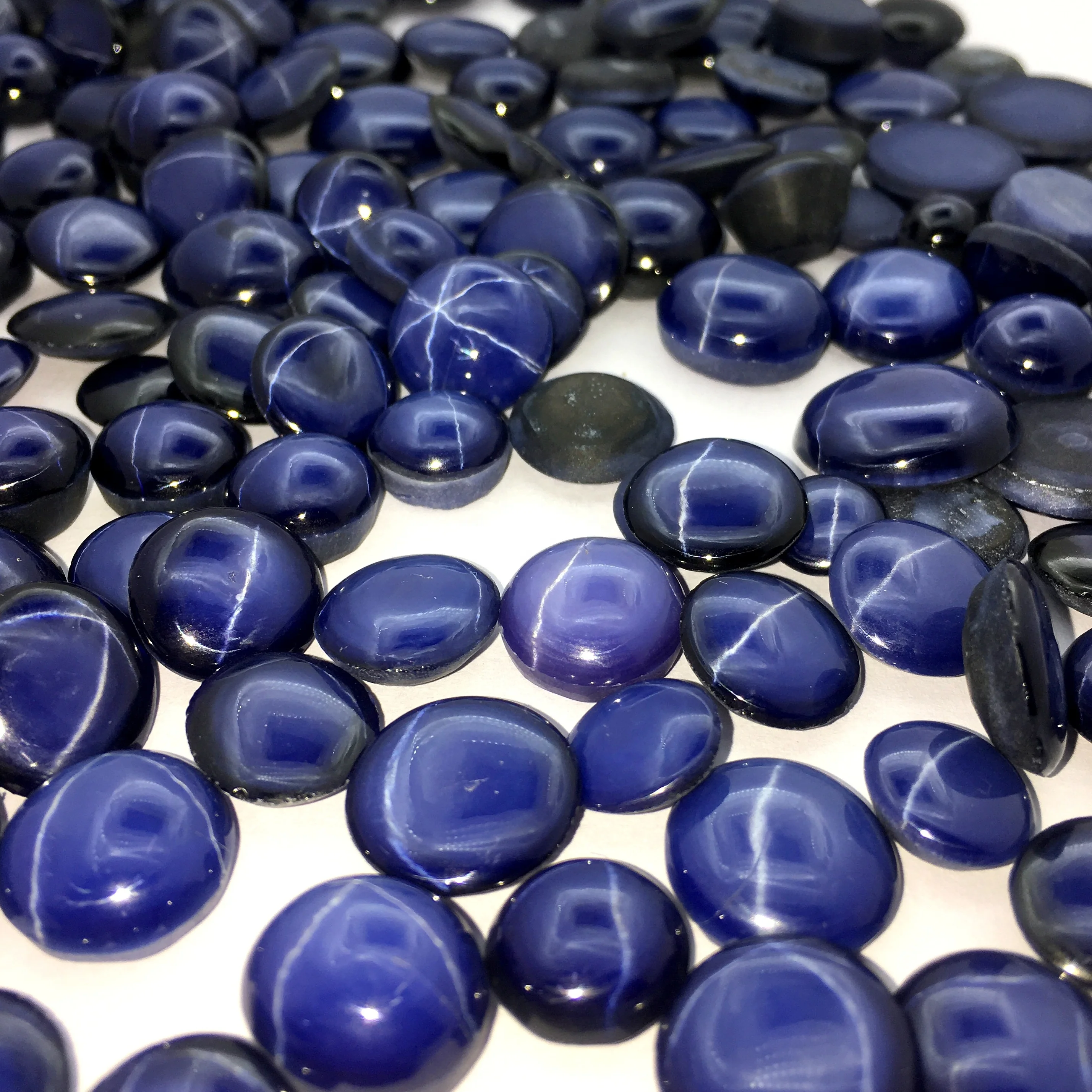 Blue Lindy Star Sapphire Oval Shape 6 Rays Loose Synthetic Gemstone Plain Lab Created Cabochon Making Jewelry Wholesaler Price