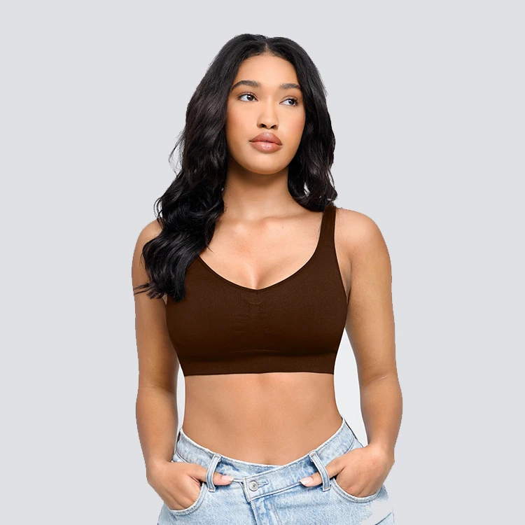 Custom Logo Deep Cup Bra for Women Solid Pattern Padded Design Elasticity Plus Size Body Shaping Shapewear Hides Back Fat