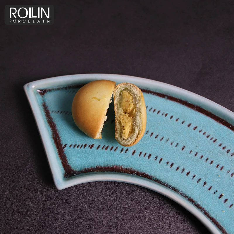 Porcelain Dish Plate Small Green Japanese Plate Ceramic Table Set Cake Dessert Slate Plate Cheese Dessert Board Set