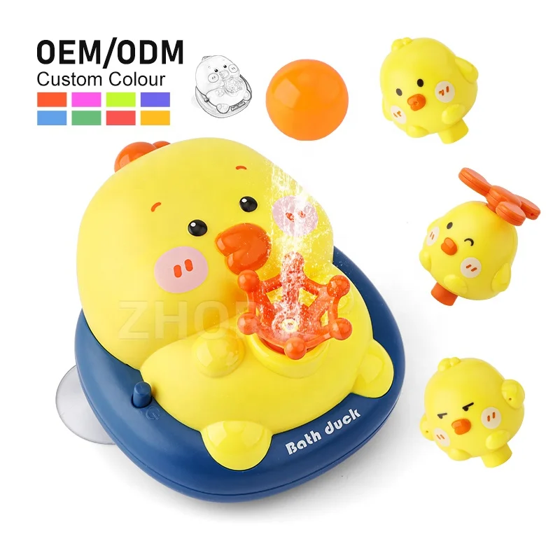 Zhorya Best Selling Water Spray Shower Toy Cute Floating Ducks Baby Bath Toys Toddlers Spray Water Sprinkler Toy