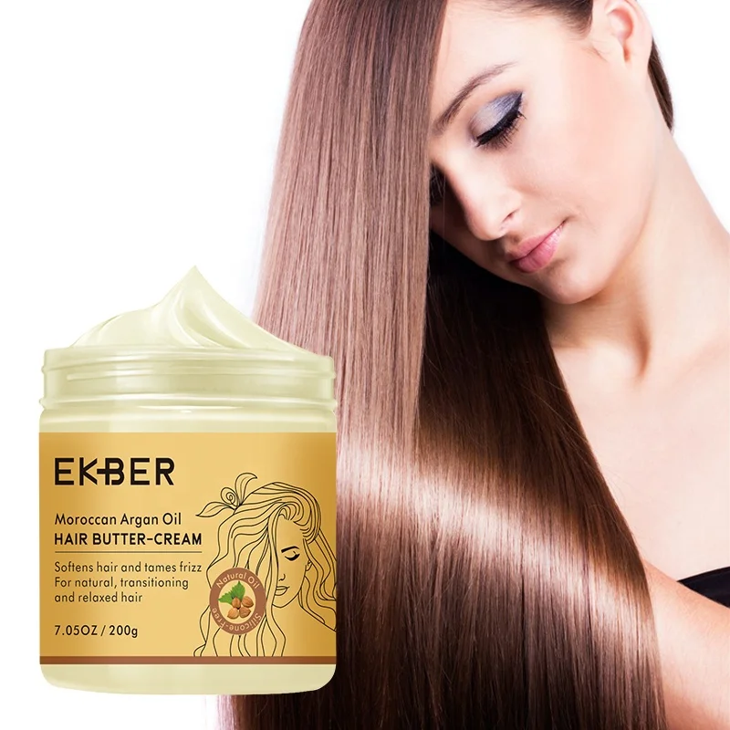 Private Label Ekber Natural Shea Butter Moisture Hair Butter With Moroccan Oil Collagen Curly Hair Treatment Products For Black