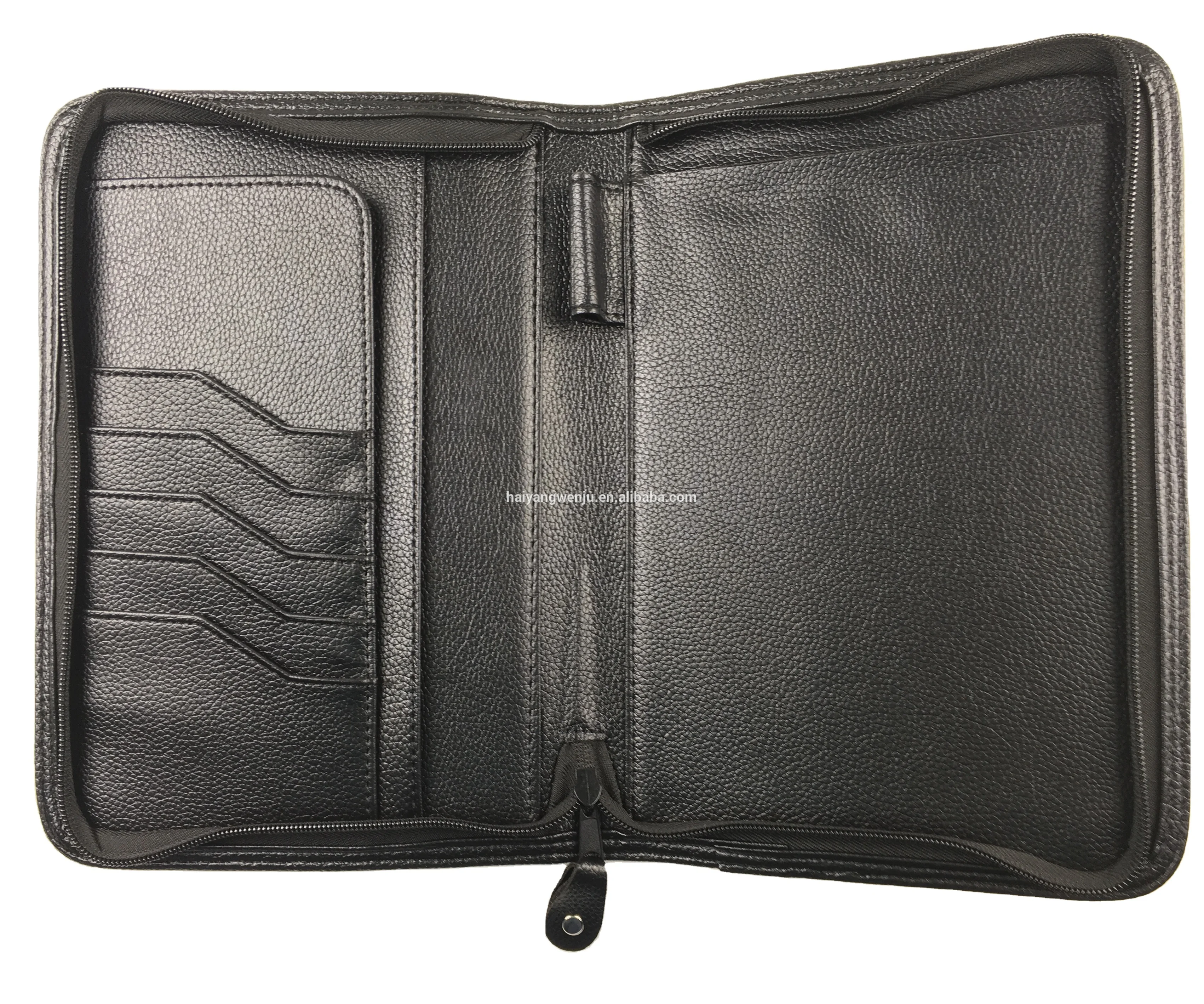 2020 hot selling custom logo A5 file PU leather office business folder with card holder and notepad