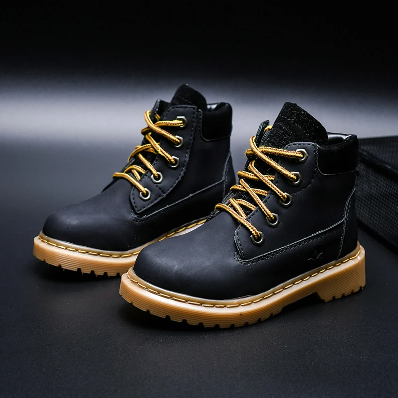 Ботинки детские зимние Нескользящие, классические водонепроницаемые, замшевые, повседневная обувь для мальчиков, черные, хаки