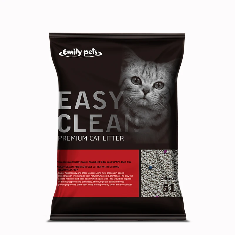 Emily pets Factory Supply High Quality Pet Cleaning Products Easy To Scoop Hard Clumping Dust Less Bentonite Cat Litter