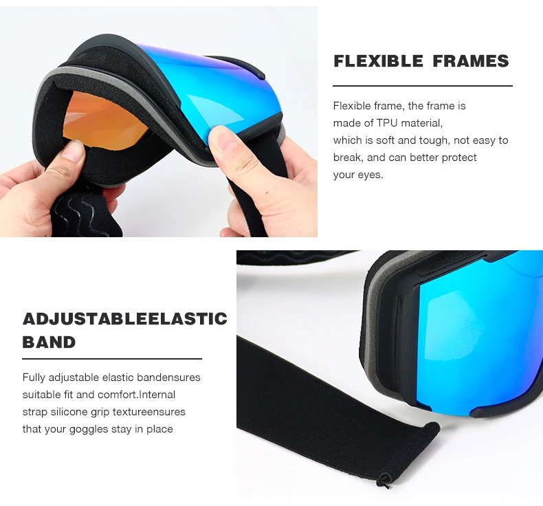 2024 New Ski Goggle HX052 Removable sponge Magnetic lens style OEM Custom logo Anti Fog snow googles Straps Magnetic lens