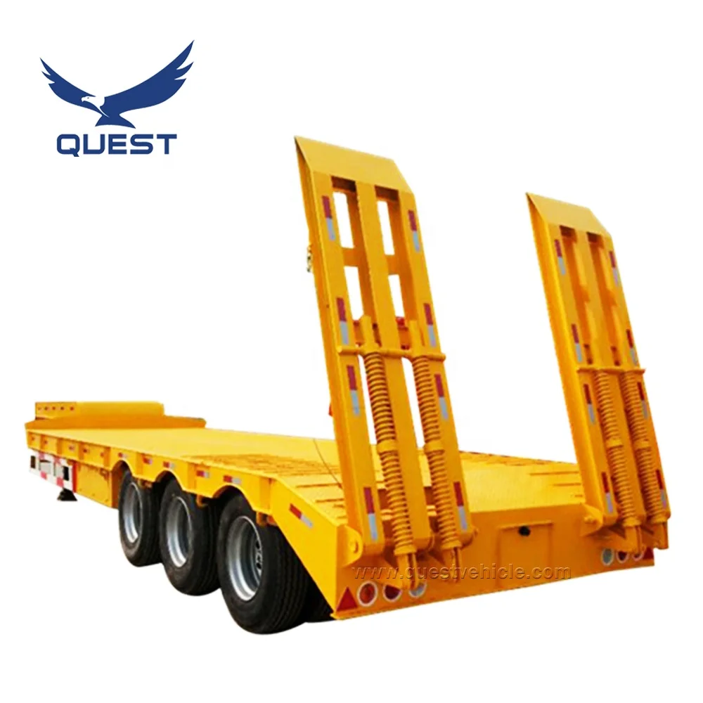 60 Tons Heavy Duty 40 Ft 3-Axles Lowbed Truck Trailer Factory Made Steel Low Loader Truck Trailers