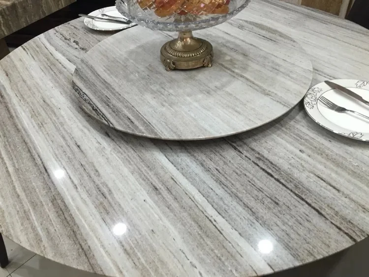 Simple elegant  appearance artificial round  marble dining  table with rotating centre  BR-MDT-8029