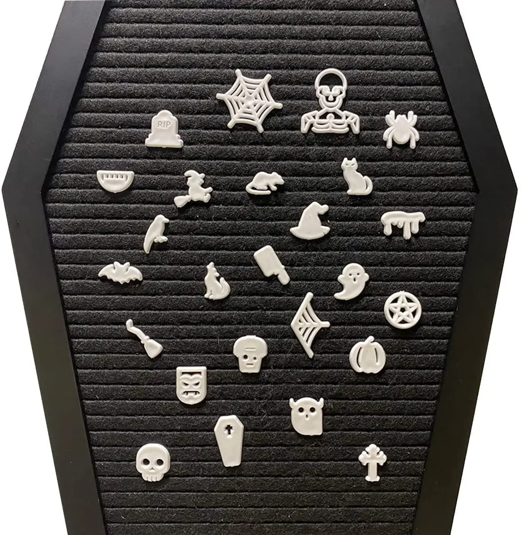 Hotsell Black Felt Coffin Letter Board Halloween Letter Board With White Icons