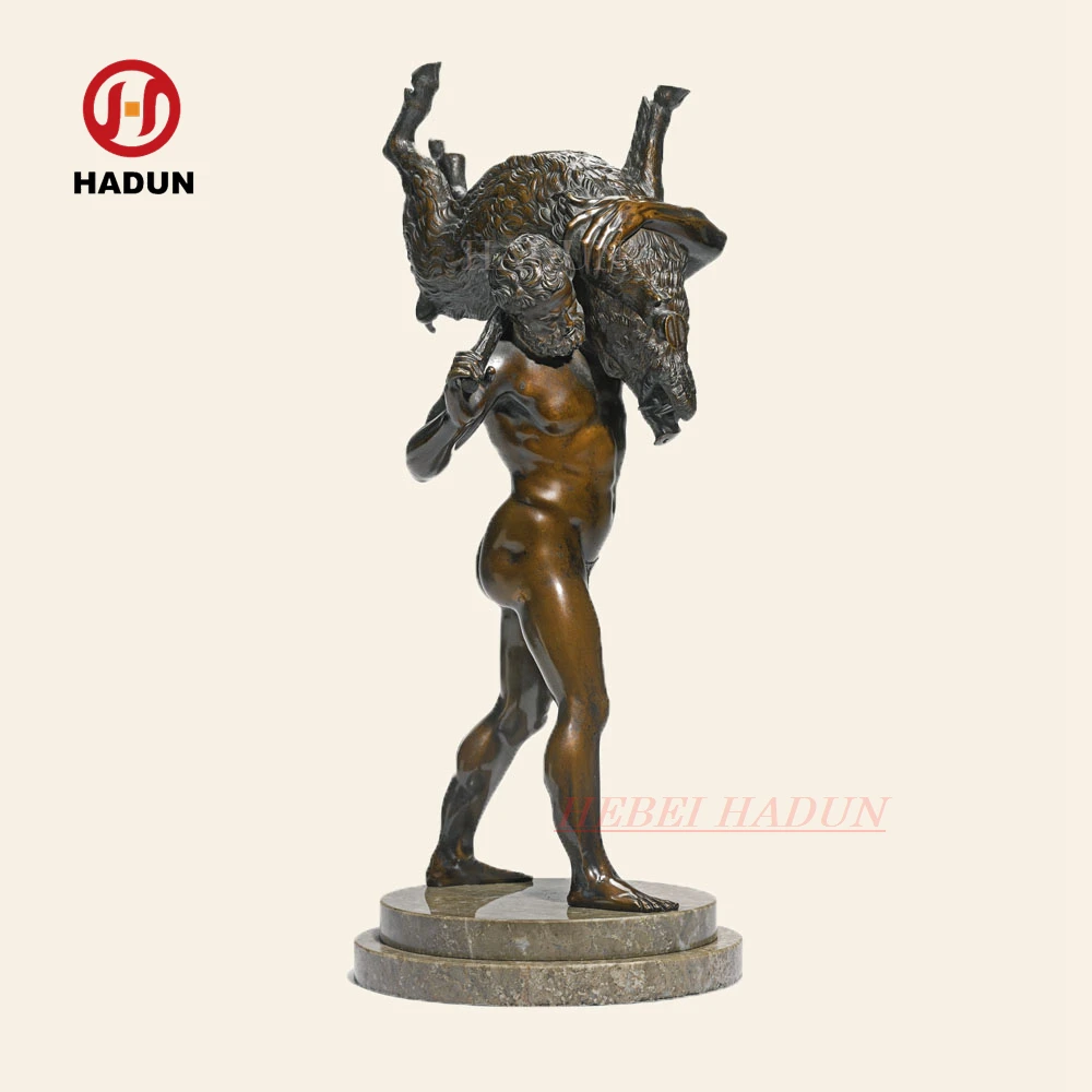 European Art Bronze Shepherdess with Goat Statue Sculpture Vintage Bronze Handmade Animal Figurines For Home Decor