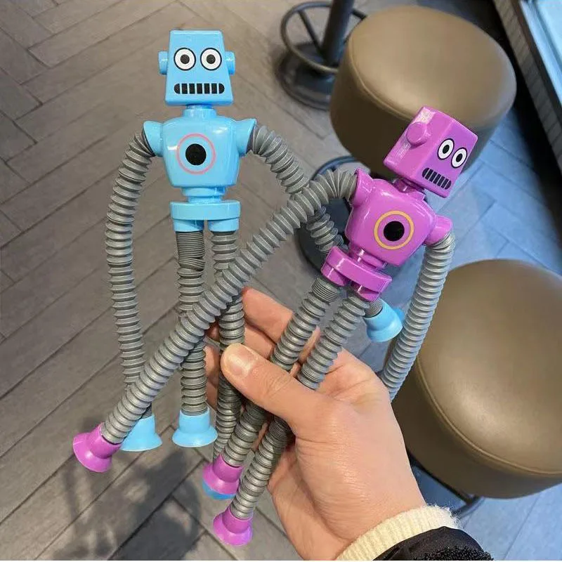 Оптовая продажа сменный дизайн робота игрушечная поп-трубка светодиодная игрушка для снятия стресса растягивающаяся игрушка-присоска
