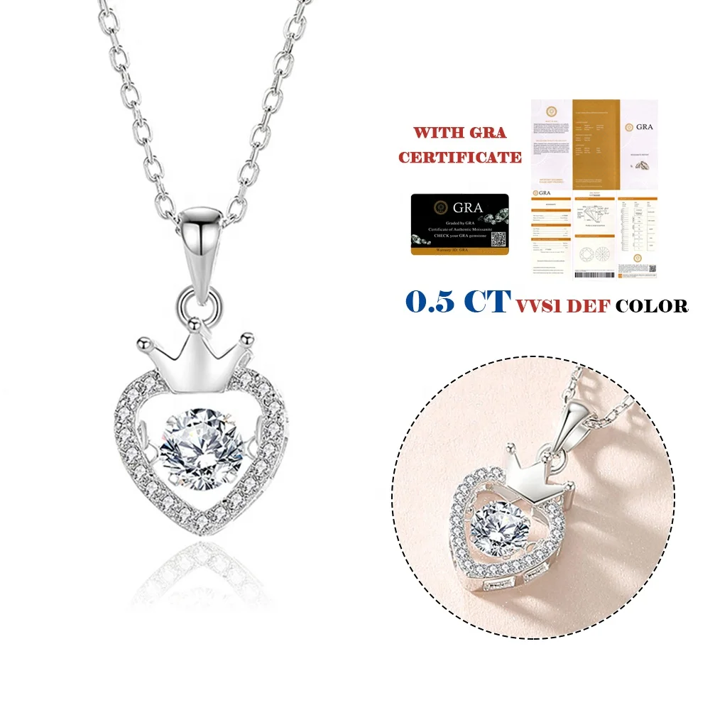 Wholesale 0.5 Carat Diamond Moissanite Pendant 925 Sterling Silver Necklace Jewelry For Gift