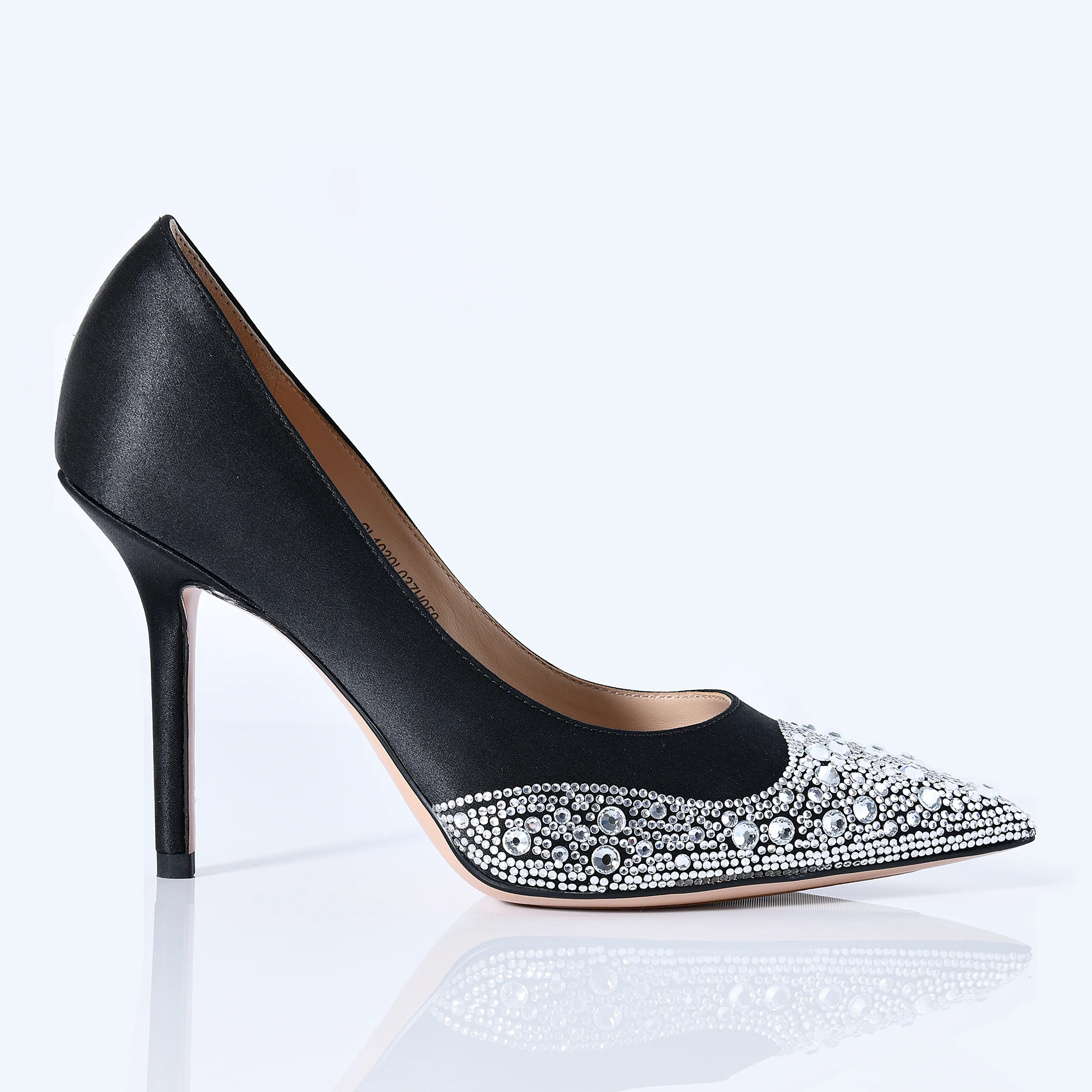 Rhinestone Decorative High Heels Sexy Black Party Dress Shoes Pointed Toe Fashion Ladies Luxury