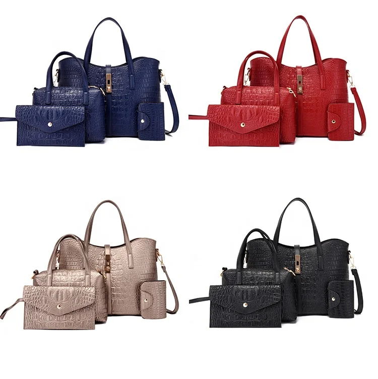 Women fashionable handbags wallet tote hand bag shoulder top handle satchel ladies handbags set ladies bags set of 4
