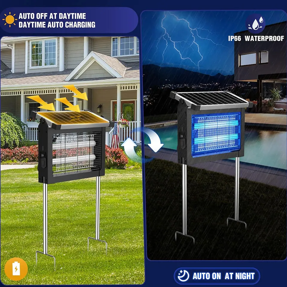 10W/20W Solar Power IP65 Bug Zapper Anti Mosquito Lamp Pest Control Outdoor Electric Mosquito Control Lamp