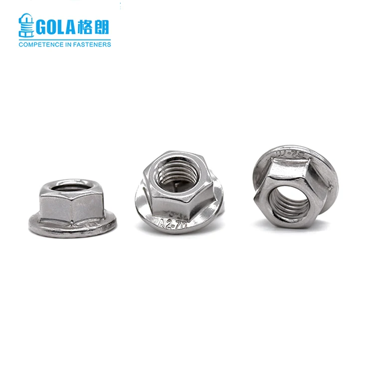 Din6923 316 Stainless steel plain hexagon head nut with flange serrated