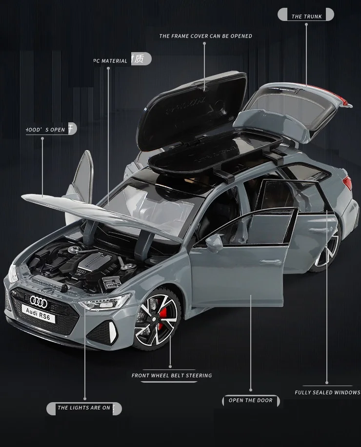 ZXY 1/32 RS6 звуковая и световая отдвижная дверь модель автомобиля из сплава игрушки для детей 4S подарки магазина