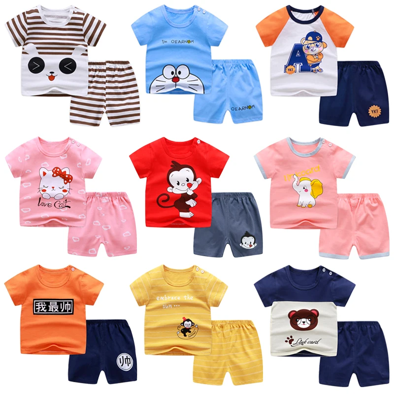 
wholesale Summer 100% cotton short sleeve baby kids clothes sets with best price t-shirt kids t-shirt 