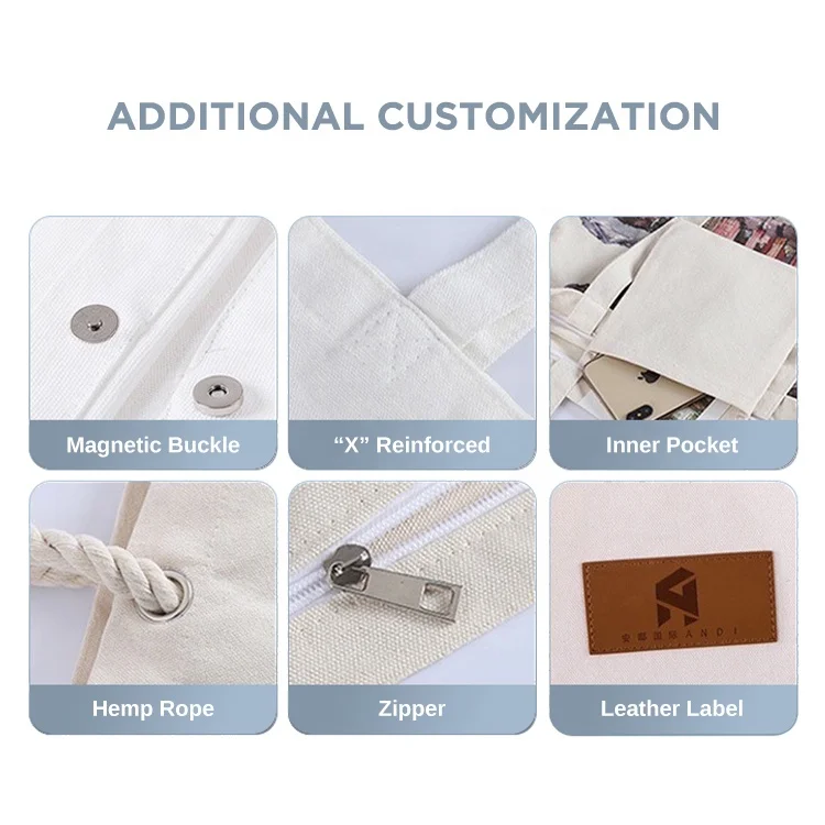 huahao wholesale customized printed many pocket large capacity canvas tote bag for women
